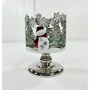 Bath & Body Works 2021 Christmas Snowman 3-Wick Metal Pedestal Candle Holder